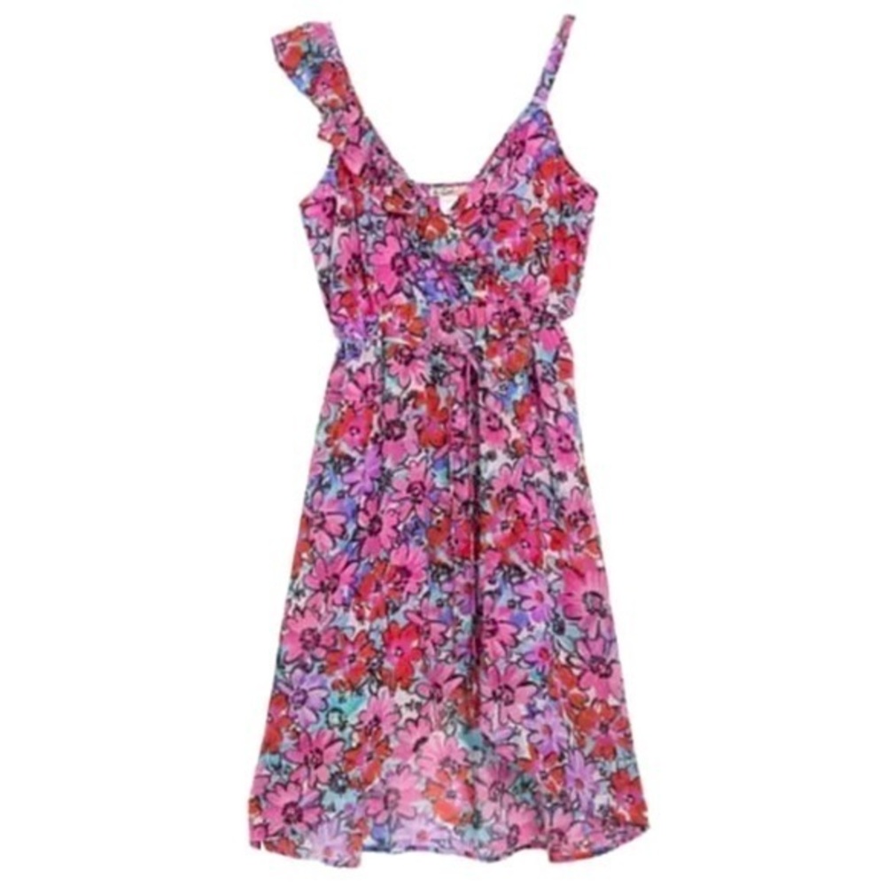 Love Squared Faux Wrap Floral Ruffled Midi Dress